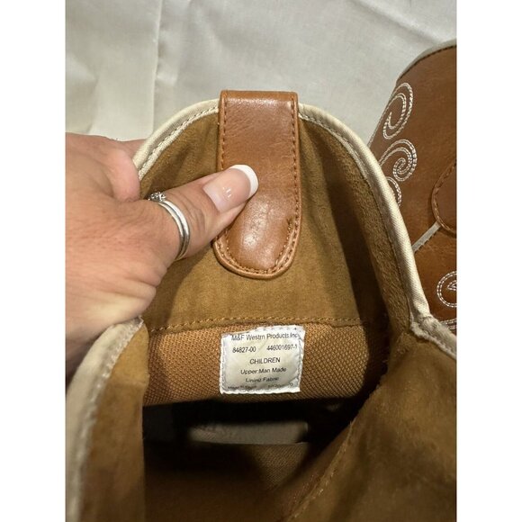 TWISTER "Elizabeth" Leather Boots Girl Size 1 Brown Swirl design floral embossed - Picture 5 of 5